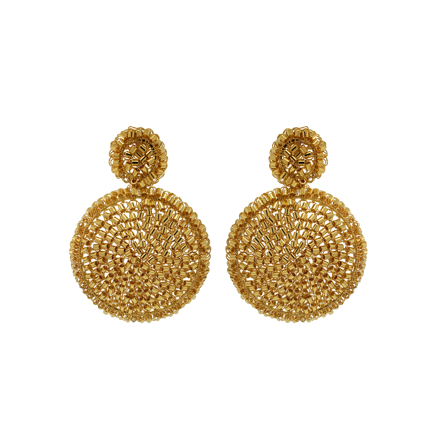 All Gold Dahlia Handmade Crochet Earrings