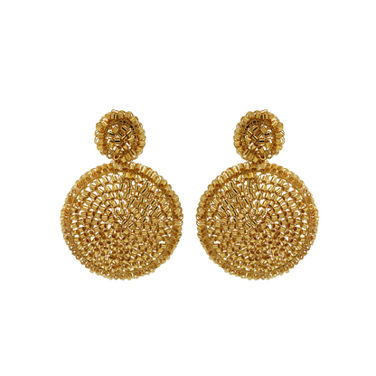 All Gold Dahlia Handmade Crochet Earrings