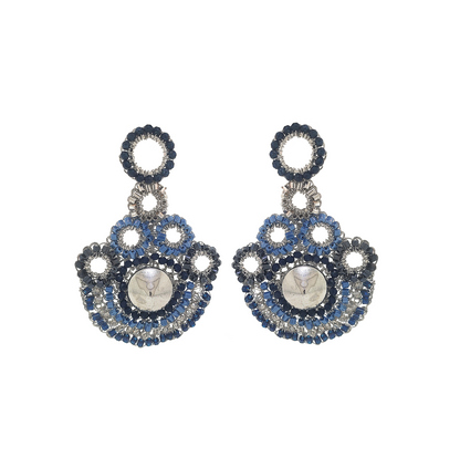 Blue & Silver Handmade Crochet Earrings