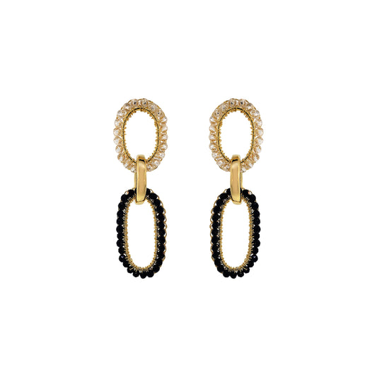 Clear & Black Urban Links Handmade Crochet Earrings