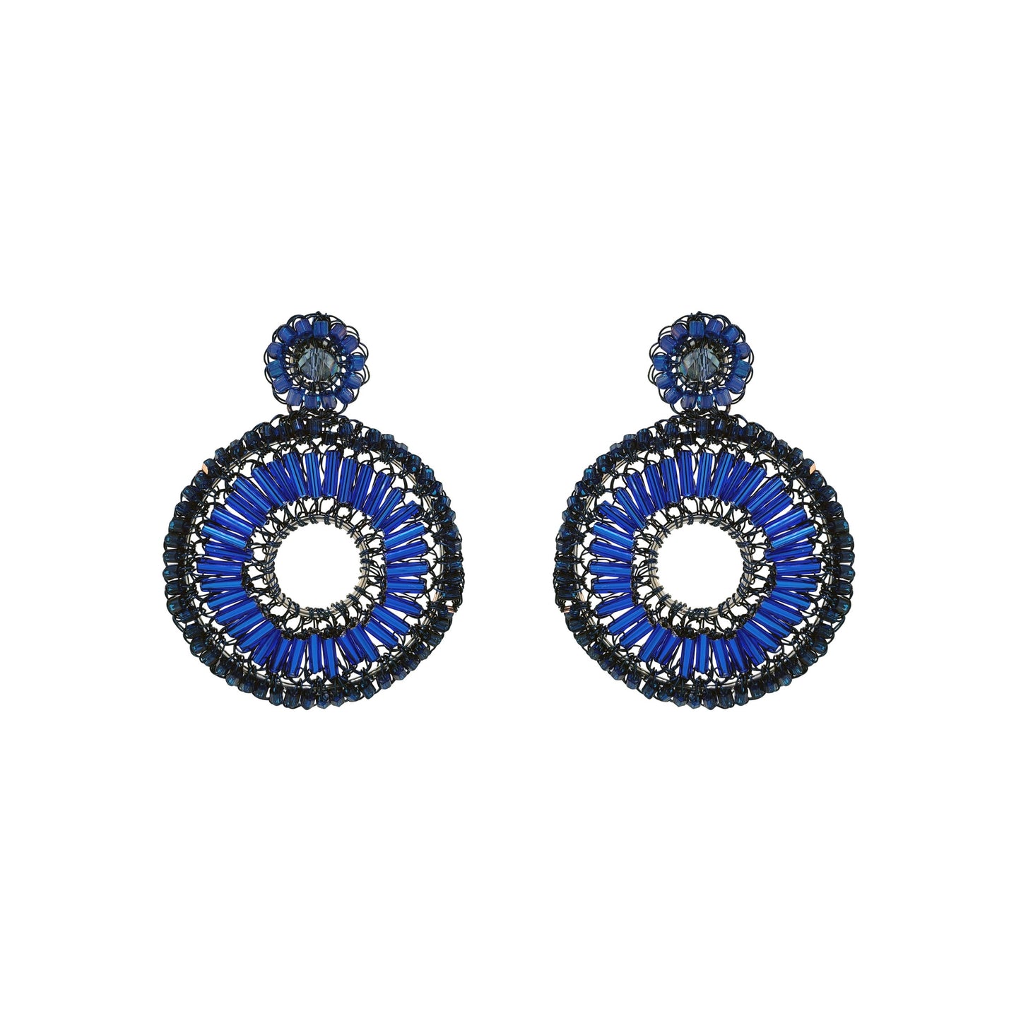 Royal Blue Mix Rooks Mandala Handmade Crochet Earrings