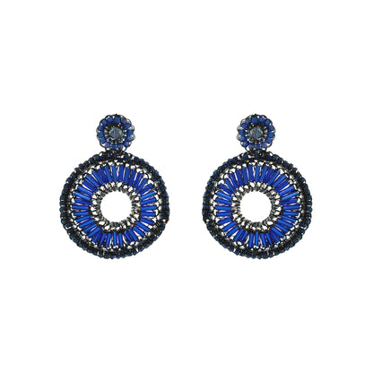 Royal Blue Mix Rooks Mandala Handmade Crochet Earrings