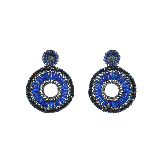 Royal Blue Mix Rooks Mandala Handmade Crochet Earrings