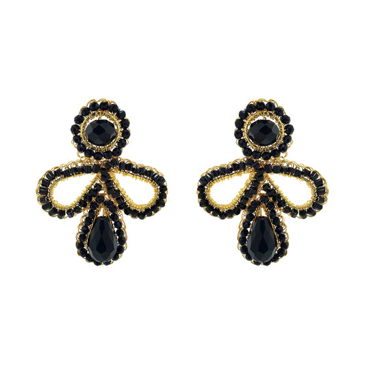 Black & Gold Allusions Trio Crochet Handmade Earrings