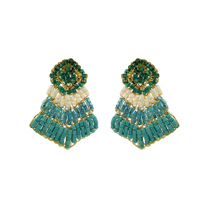 Ocean Teal Mix Chevron Mini Handmade Crochet Earrings