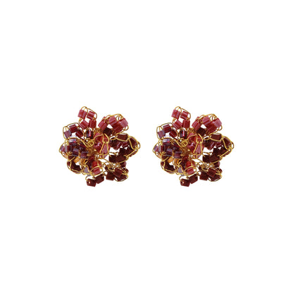 Crimson Red Mix Abbey Post Handmade Earrings