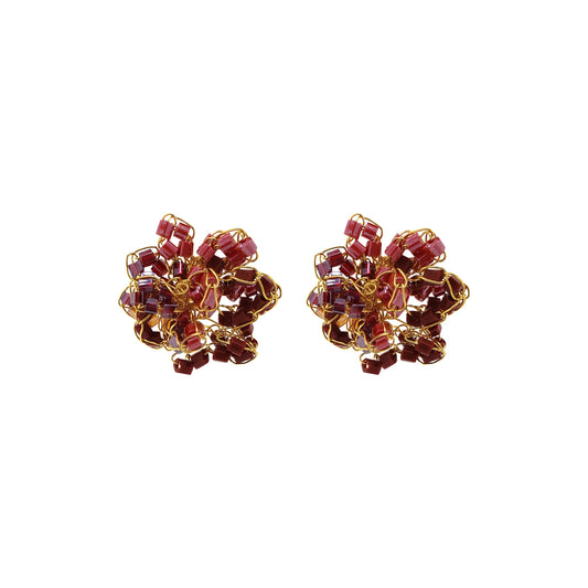 Crimson Red Mix Abbey Post Handmade Earrings