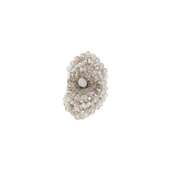 Clear & Silver Mix Ripples Handmade Crochet Ring