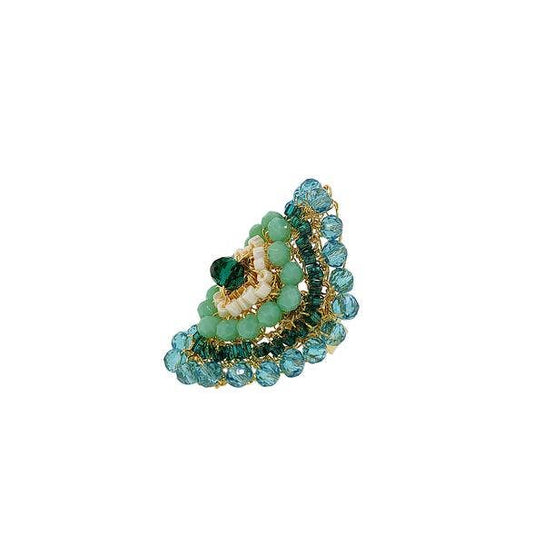 Ocean Teal Mix Ripples Handmade Ring