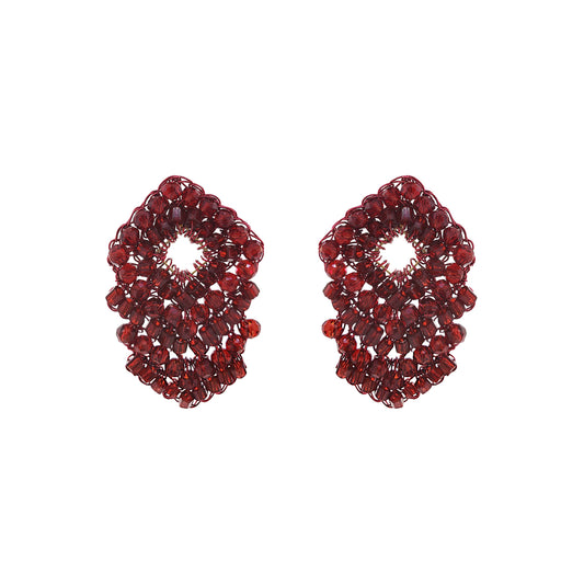 Cherry Red Rank Mini Posts Handmade Crochet Earrings
