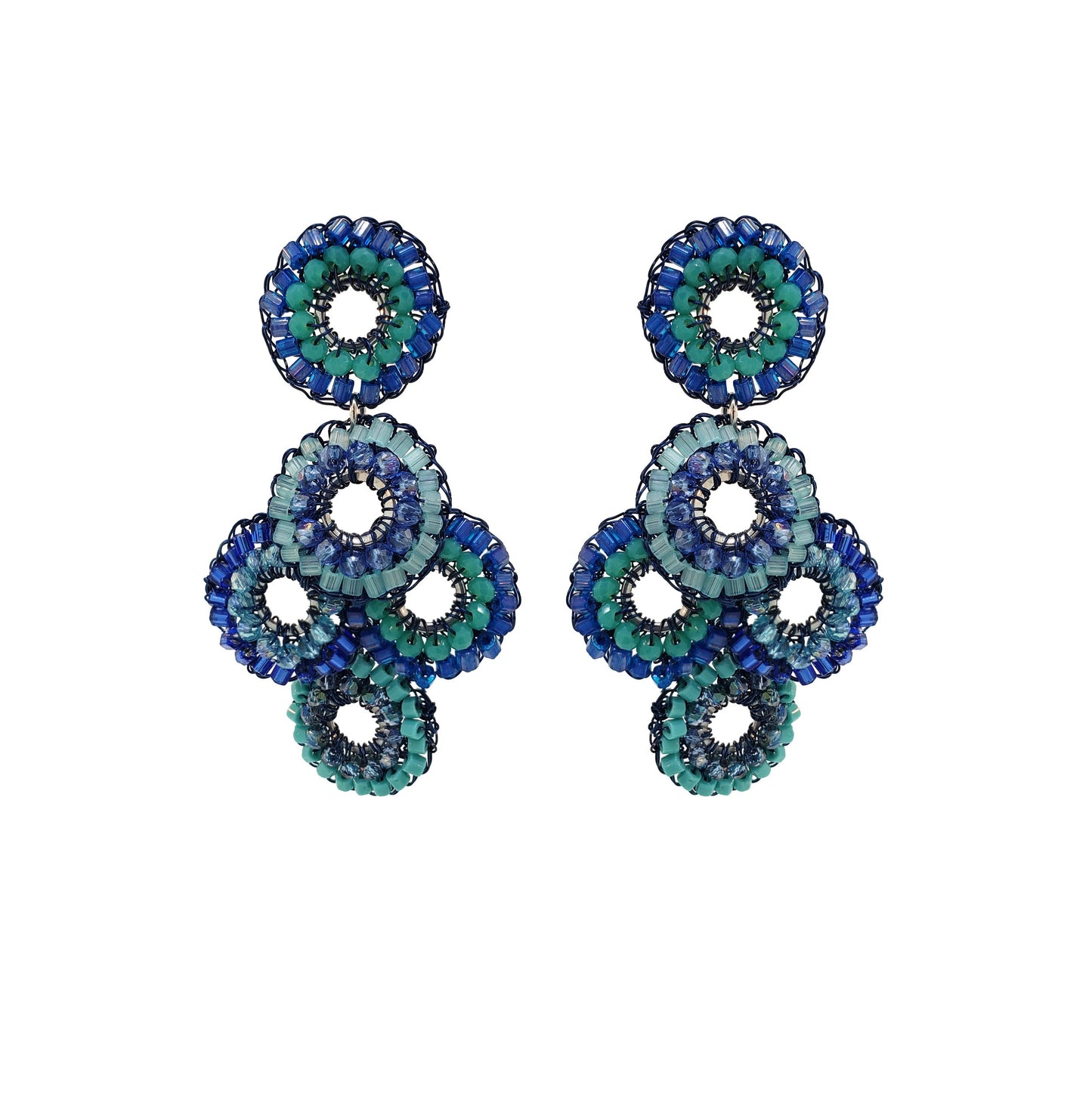 Denim Blue Mix Coco Handmade Crochet Earrings