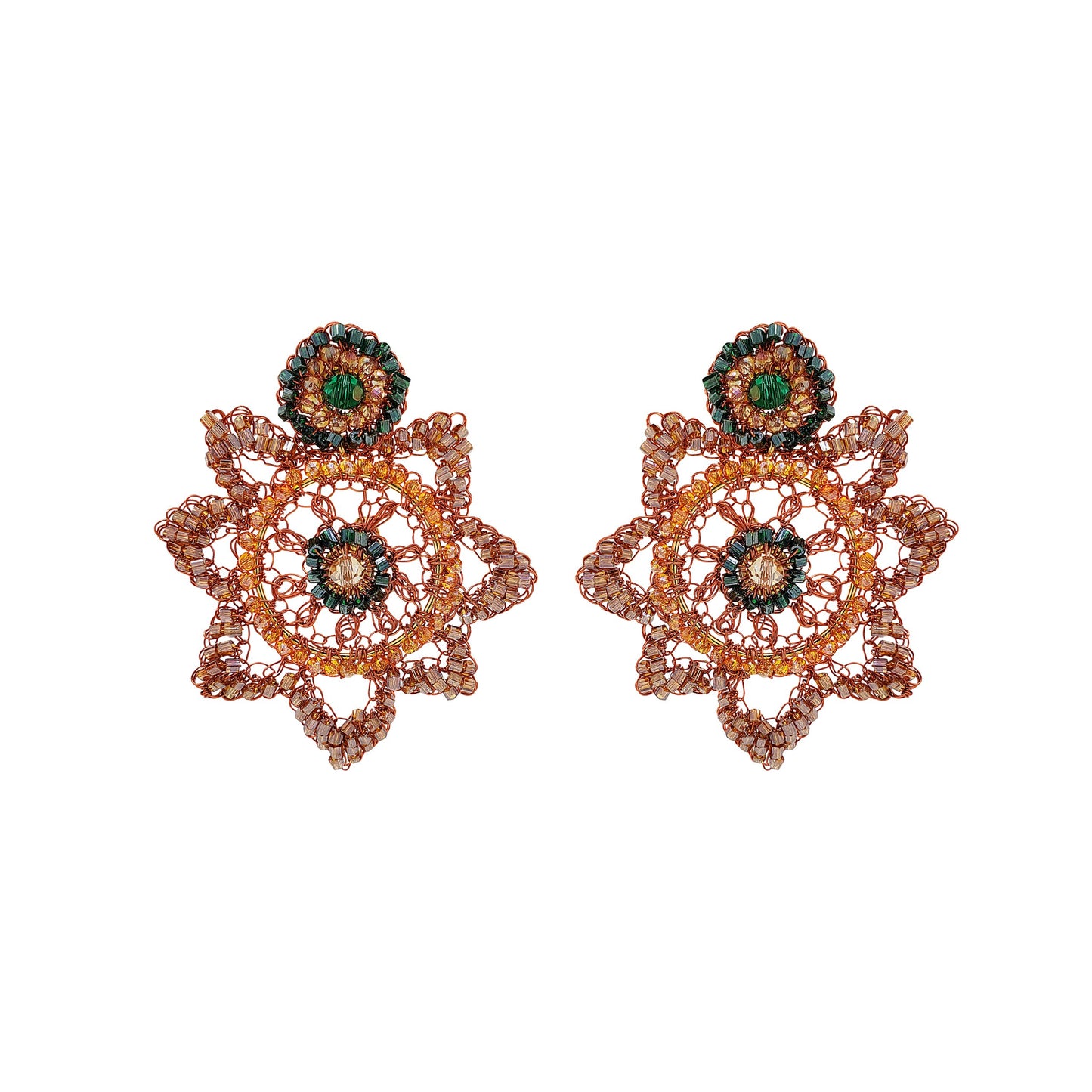 Mystic Amber Mix Starry Handmade Crochet Earrings