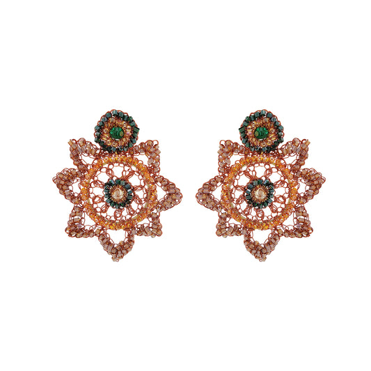 Mystic Amber Mix Starry Handmade Crochet Earrings