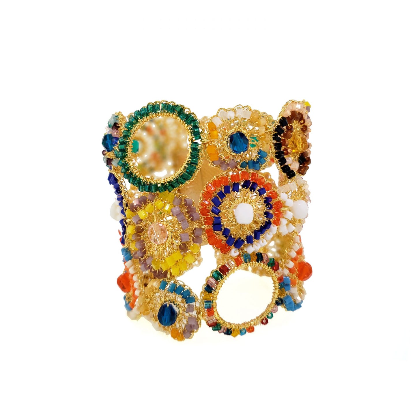 Multicolored Patchwork Maxi Handmade Crochet Bracelet