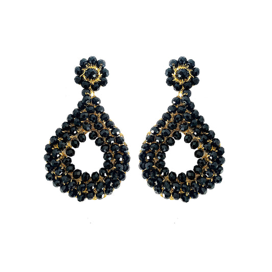 Black & Gold Diana Handmade Crochet Earrings