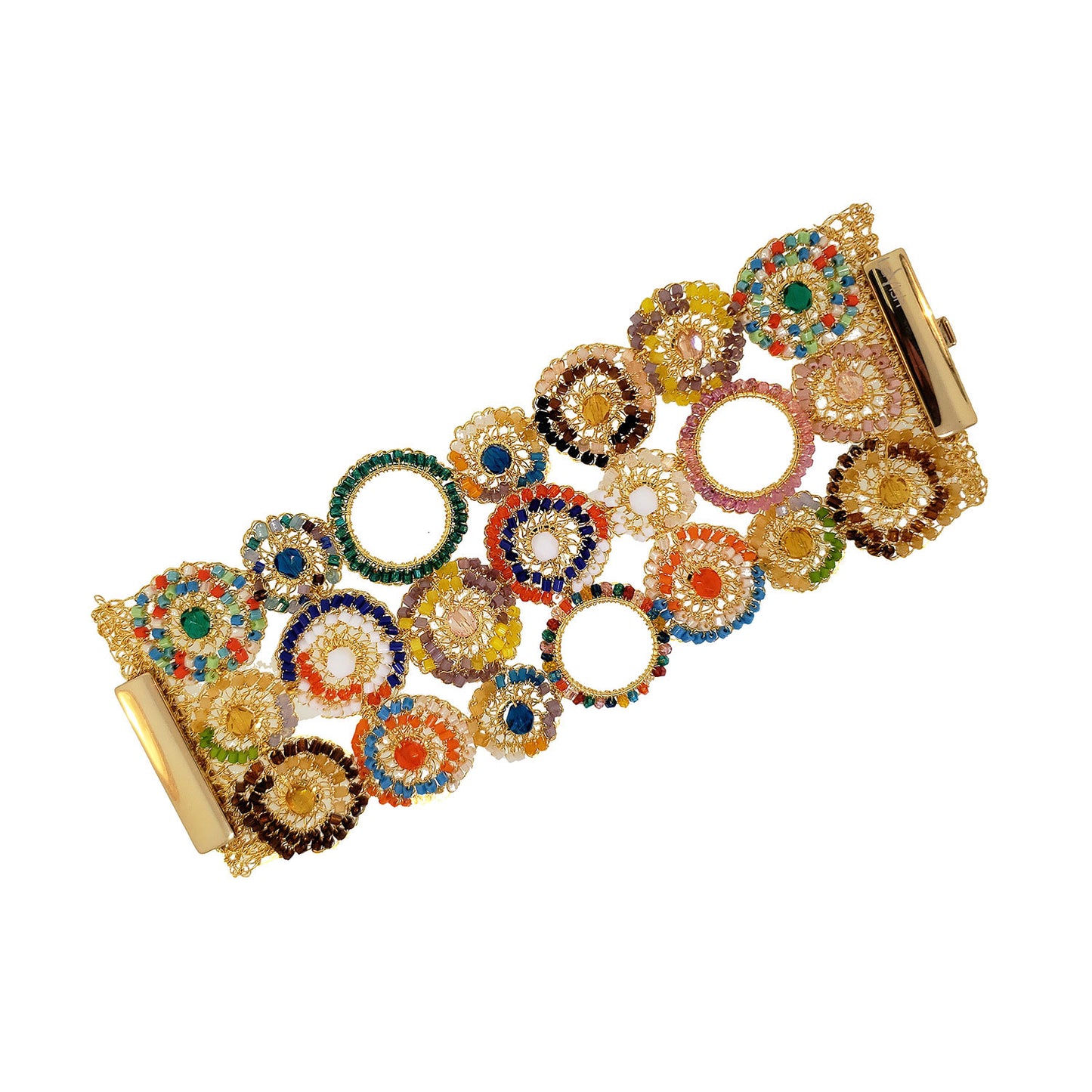 Multicolored Patchwork Maxi Handmade Crochet Bracelet