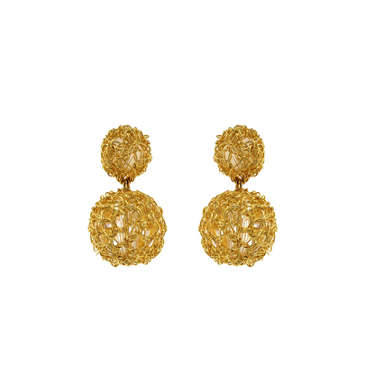 All Gold Spheres Duo Handmade Earrings