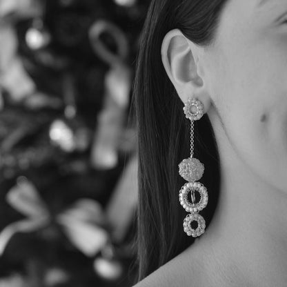 Rose Quartz Mix Salvia Handmade Crochet Earrings