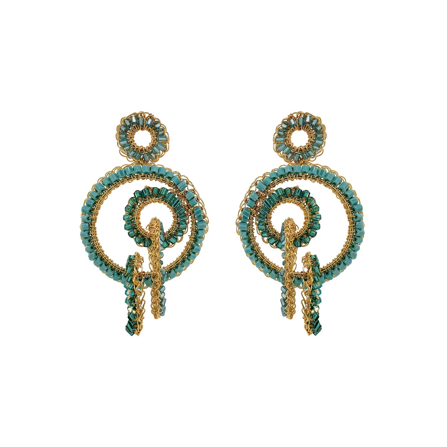 Ocean Teal Mix Clara Handmade Crochet Earrings