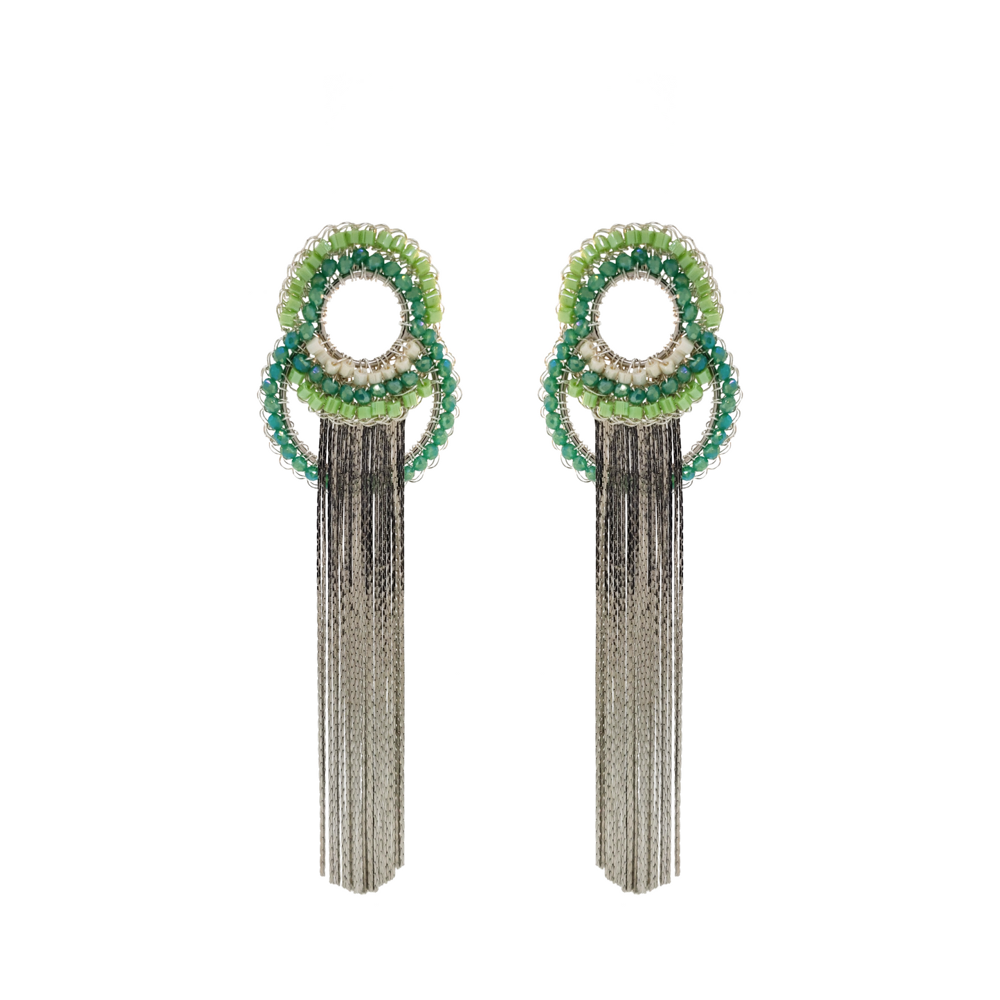 Mint Green Mix & Silver Athena Handmade Earrings
