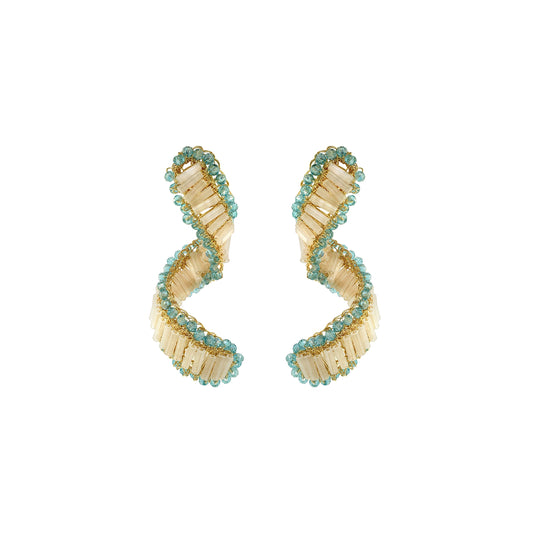 Seafoam Blue Mix Helix Handmade Crochet Earrings