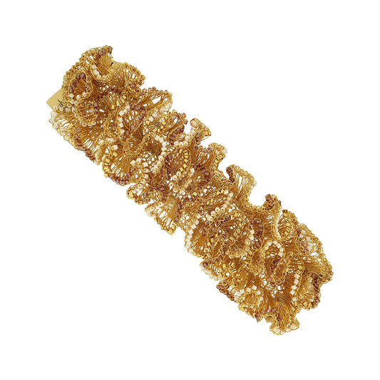 Golden Mix Rio Handmade Ruffled Crochet Bracelet