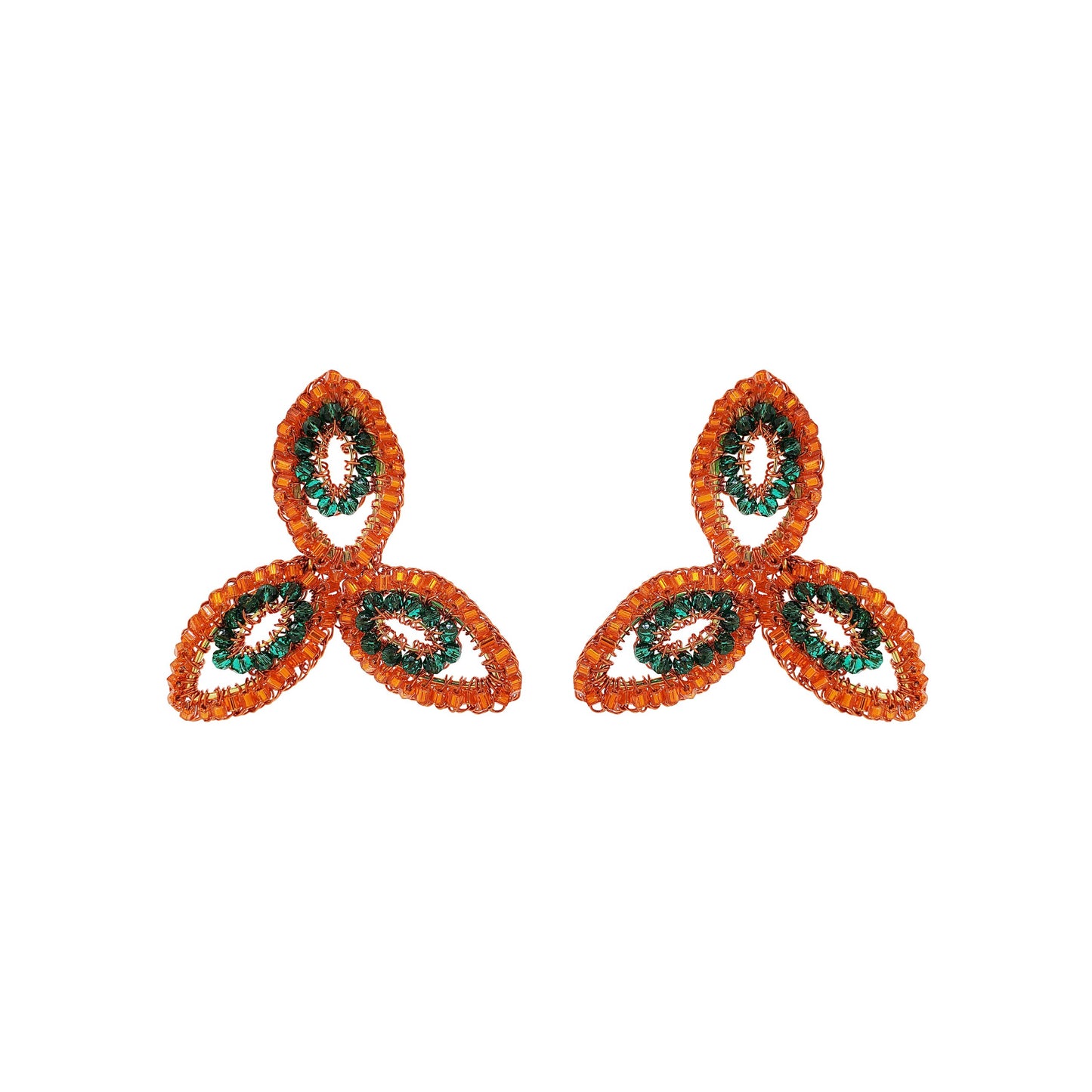 Mystic Amber Mix Triny Handmade Crochet Earrings