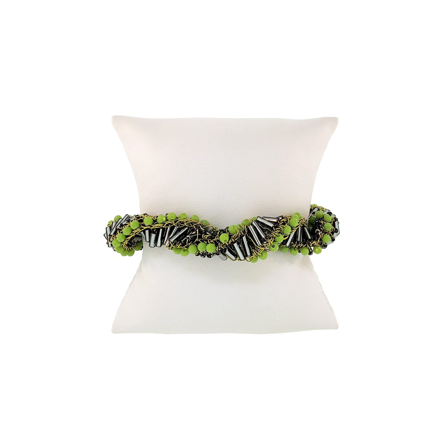 Neon Green Mix Helix Handmade Crochet Bracelet