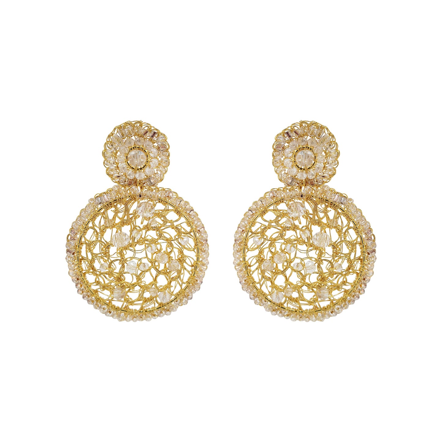 Clear & Gold Blair Handmade Crochet Earrings