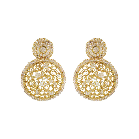 Clear & Gold Blair Handmade Crochet Earrings