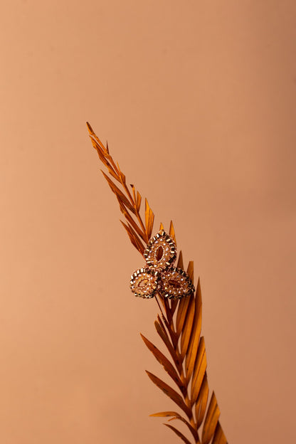 Caramel Gold Tri-Leaf Handmade Crochet Ring