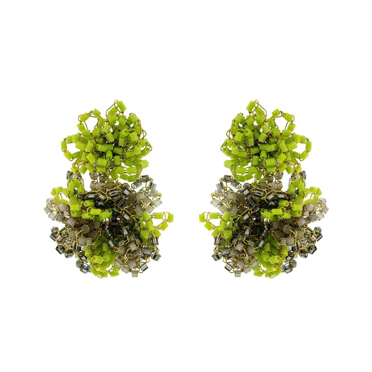 Neon Green Mix Agnes Handmade Crochet Earrings