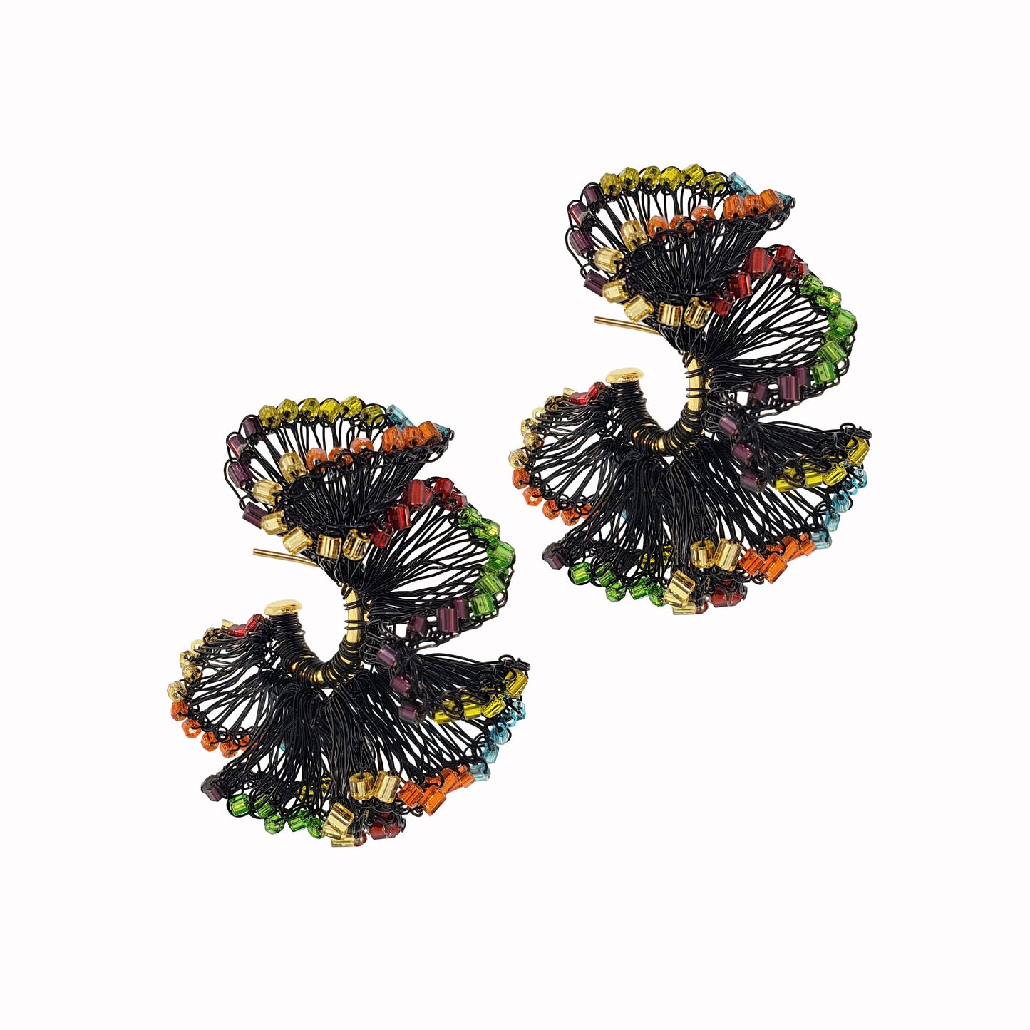 Multi & Black Rio Hoops Handmade Crochet Earrings
