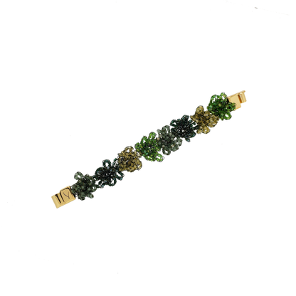 Forest Green Mix Drizzle Flower Handmade Crochet Bracelet