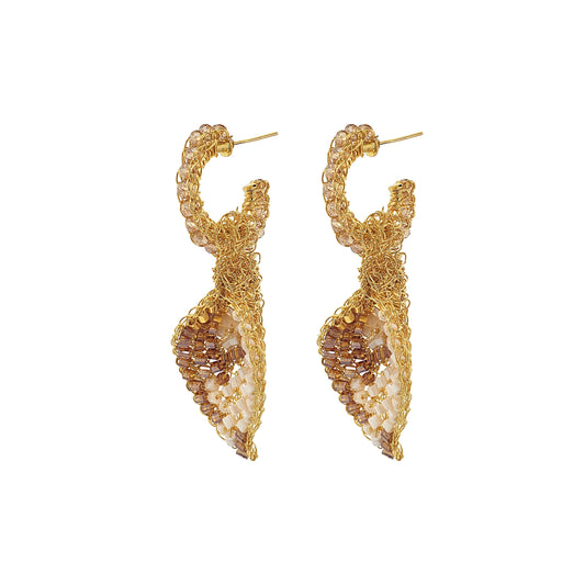 Golden Mix Arum Handmade Crochet Earrings