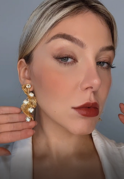 Ruffled Prism Crystal Handmade Crochet Earrings