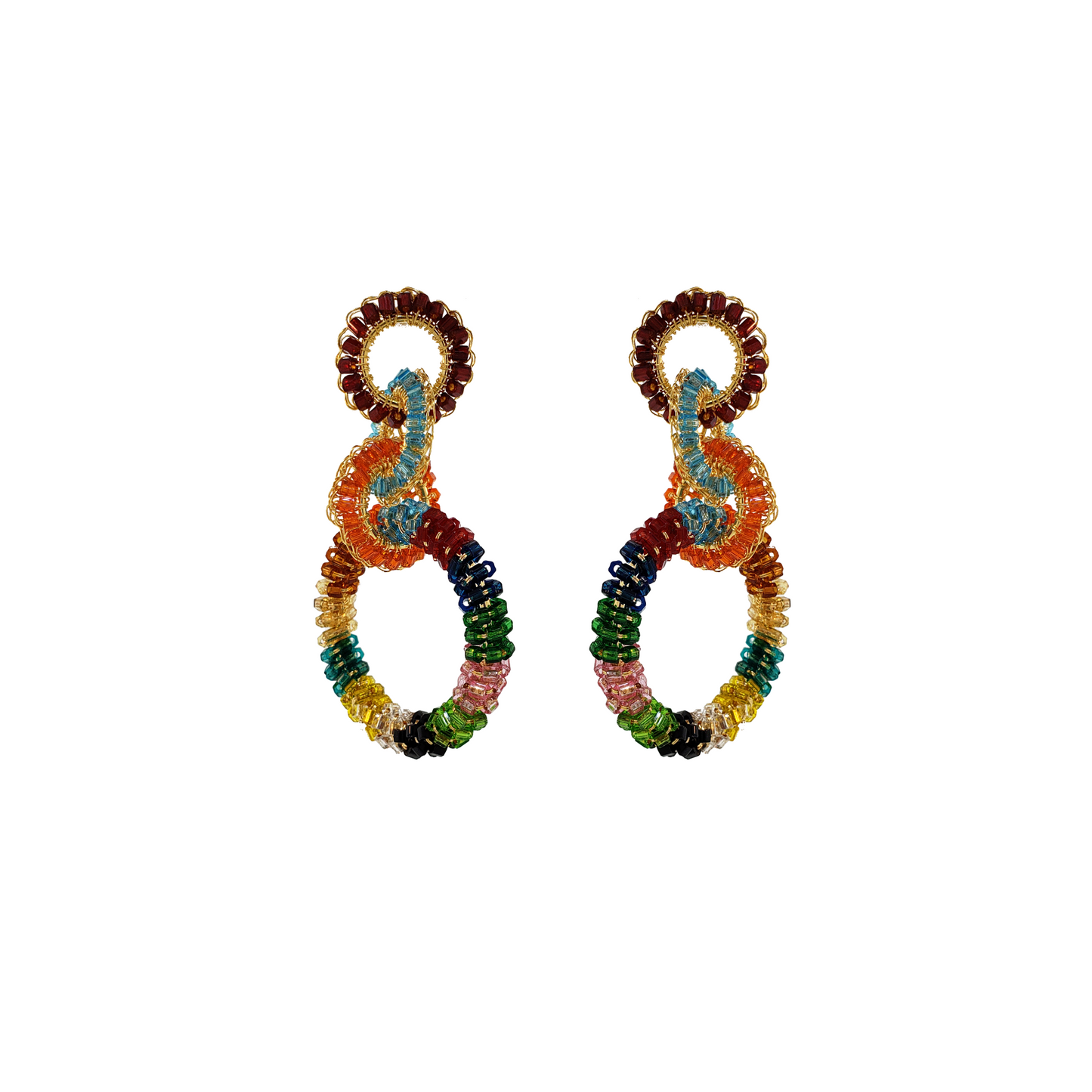 Multicolor & Gold Lexie Handmade Crochet Earrings