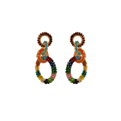 Multicolor & Gold Lexie Handmade Crochet Earrings
