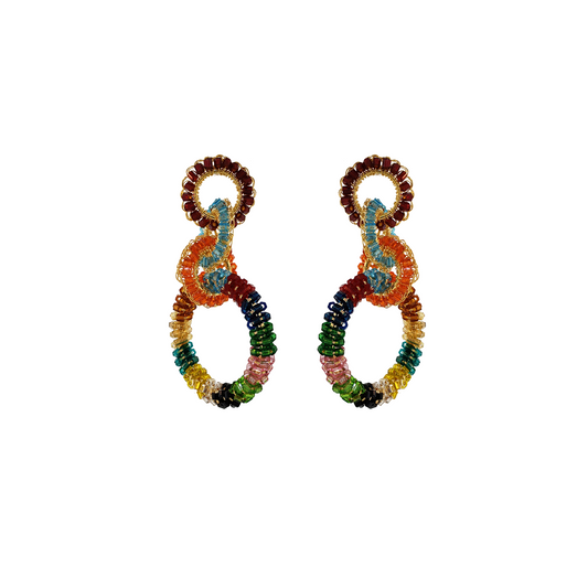 Multicolor & Gold Lexie Handmade Crochet Earrings