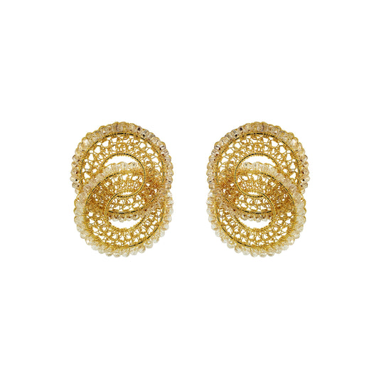 Clear & Gold Minerva Duo Handmade Crochet Earrings