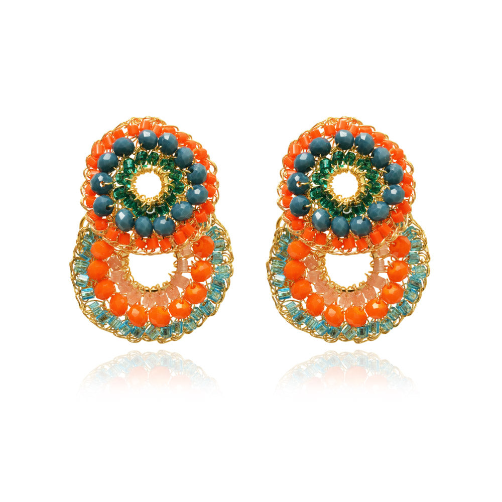 Elegant Caribbean Mix Gush Small Handmade Crochet Earrings