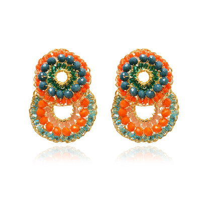 Elegant Caribbean Mix Gush Small Handmade Crochet Earrings
