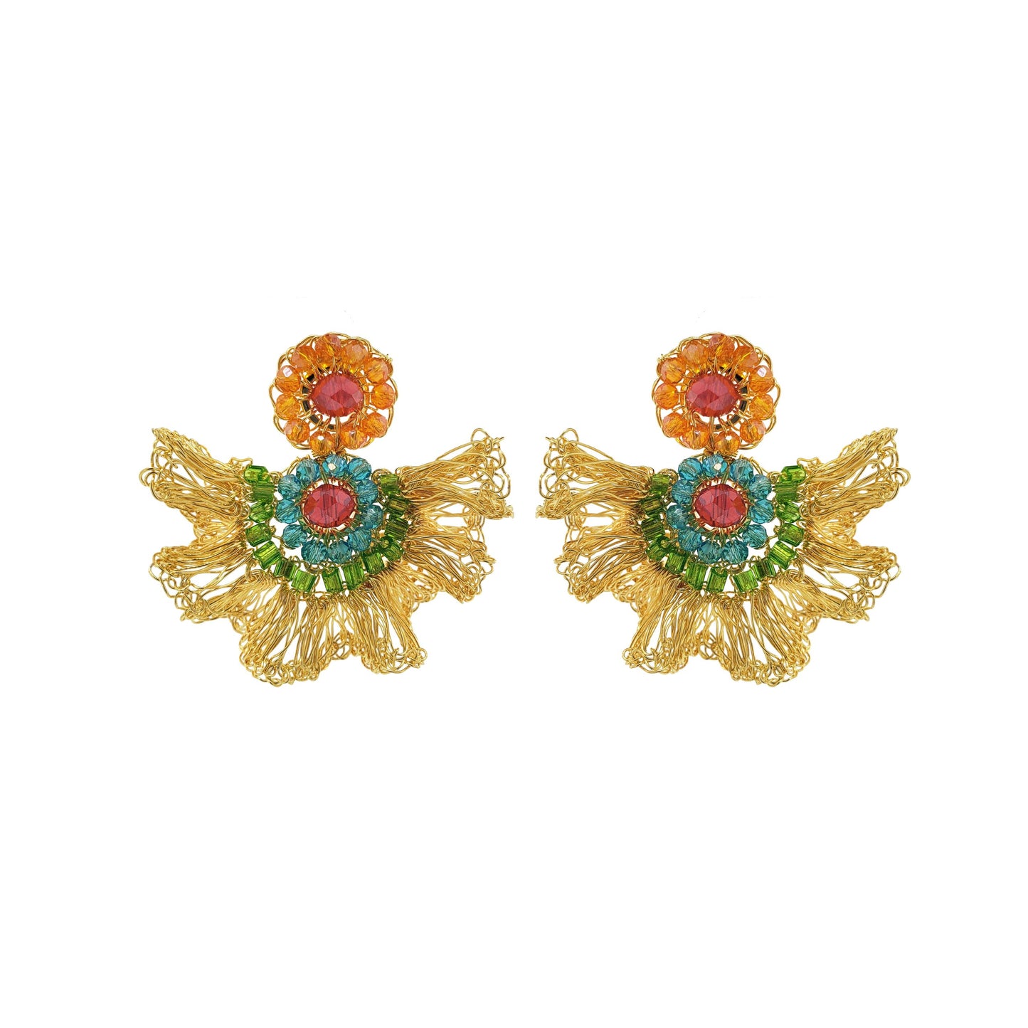 Multi & Gold Lia Mini Handmade Crochet Earrings