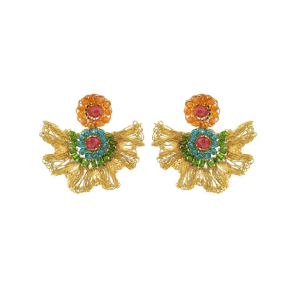 Multi & Gold Lia Mini Handmade Crochet Earrings