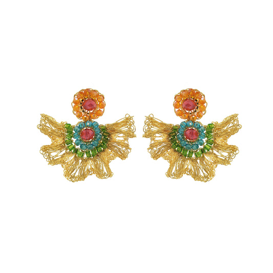 Multi & Gold Lia Mini Handmade Crochet Earrings