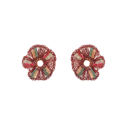 Sunset Coral Mix Gaia Post Handmade Crochet Earrings