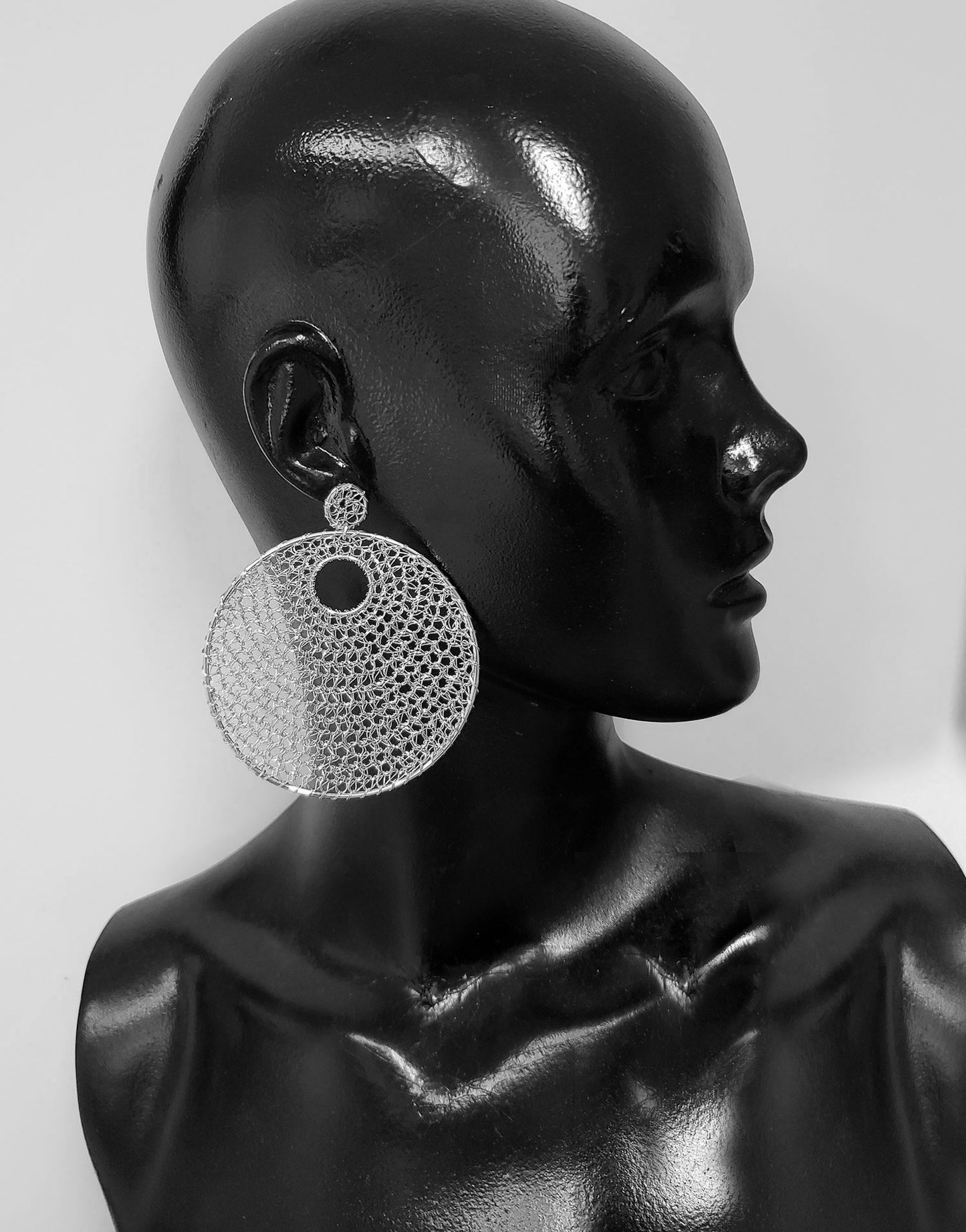Gunmetal Designers Favorite Mandala Handmade Crochet Earrings