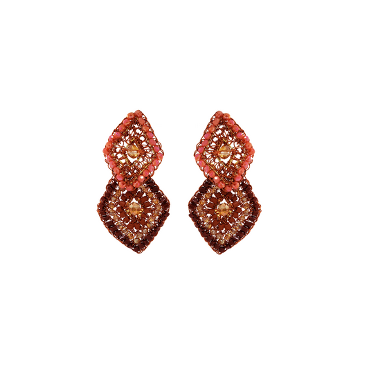 Coral Handmade Crochet Cascade Earrings