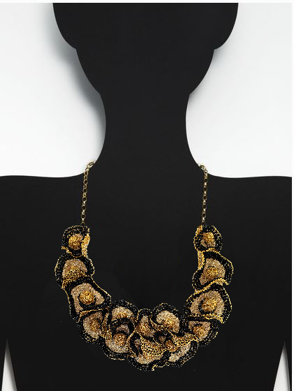 Black Mix Buttercup Bib Handmade Crochet Necklace