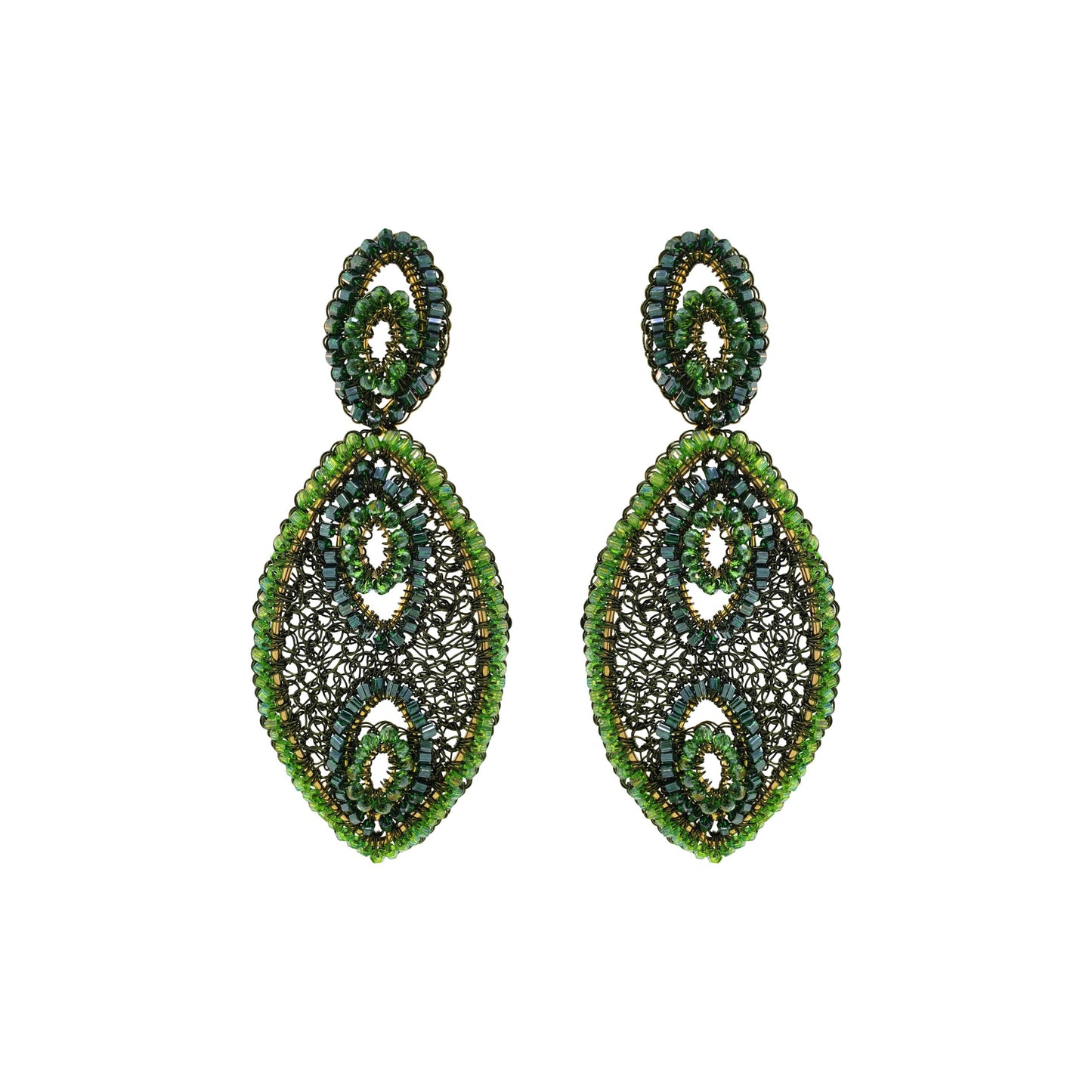 Forest Green Mix Isla Handmade Crochet Earrings
